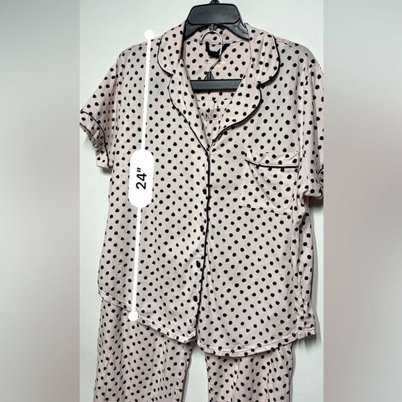 Kate Spade New York 3/4 Sleeve Charm Cropped  Polka Dot PJ Set XL - Picture 6 of 14